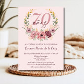 ピンクスペインののエレガントフローラ70th誕生日パーティー 招待状