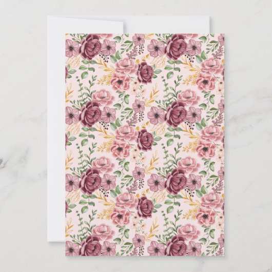 ピンクスペインののエレガントフローラ75th誕生日パーティー 招待状 (裏面)