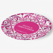 ピンクスペインののタ結婚ラベラのモノグラム ペーパープレート (アングル)