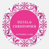 ピンクスペインののタ結婚ラベラのモノグラム ラウンドシール (正面)