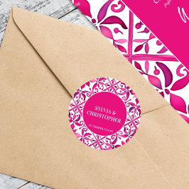 ピンクスペインののタ結婚ラベラのモノグラム ラウンドシール