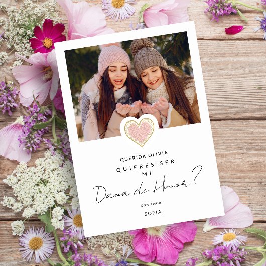 ピンクスペインののハート写真ダマデオナークインセアニラ 招待状