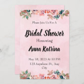 ピンクスペインのの花の安結婚式招待状 招待状 (正面/裏面)