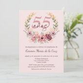 ピンクスペインのエレガントフローラ55th誕生日パーティー 招待状 (スタンド正面)