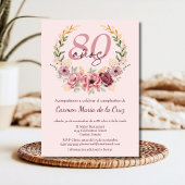 ピンクスペインのエレガントフローラ80th誕生日パーティー 招待状