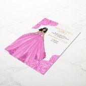 ピンクスペインのキンセアニェラ 箔招待状 (回転した状態)