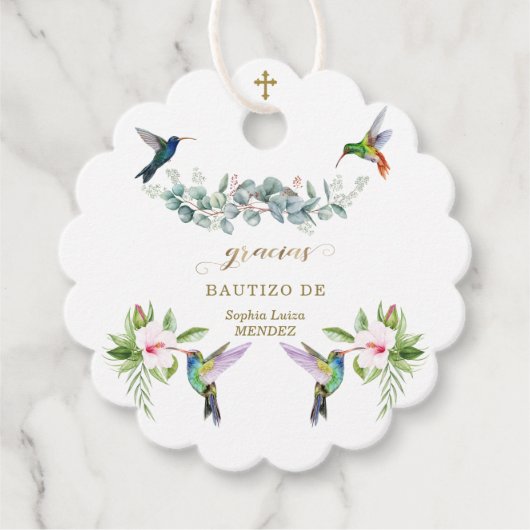 ピンクスペインのハイビスカスフラワーズユーカリプトゥスバウティゾ フェイバータグ (正面)