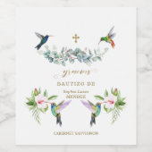 ピンクスペインのハイビスカスフラワーズユーカリプトゥスバウティゾ ワインラベル (シングルラベル)