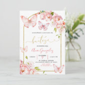 ピンクスペインのピーニーフローラバタフライガールバウティゾ 招待状 (スタンド正面)