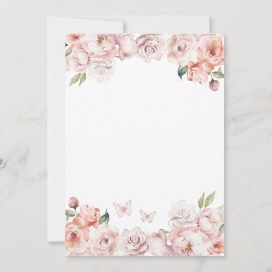 ピンクスペインのピーニーフローラバタフライガールバウティゾ 招待状 (裏面)