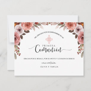 ピンクスペインのフローラガール第一聖餐式 サンキューカード