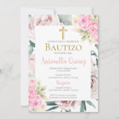 ピンクスペインのフローラ洗礼少女 招待状 (正面)