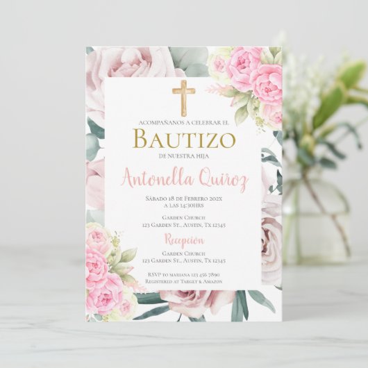 ピンクスペインのフローラ洗礼少女 招待状 (スタンド正面)
