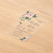 ピンクスペインのフローラ結婚ズ アクリル招待状 (レイダウン)