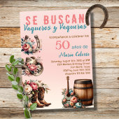 ピンクスペインのフローラ西カウボーイ50誕生日 招待状