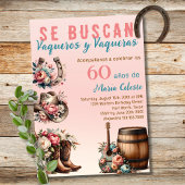 ピンクスペインのフローラ西カウボーイ60誕生日 招待状