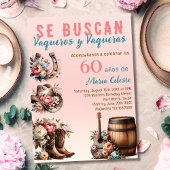 ピンクスペインのフローラ西カウボーイ60誕生日 招待状