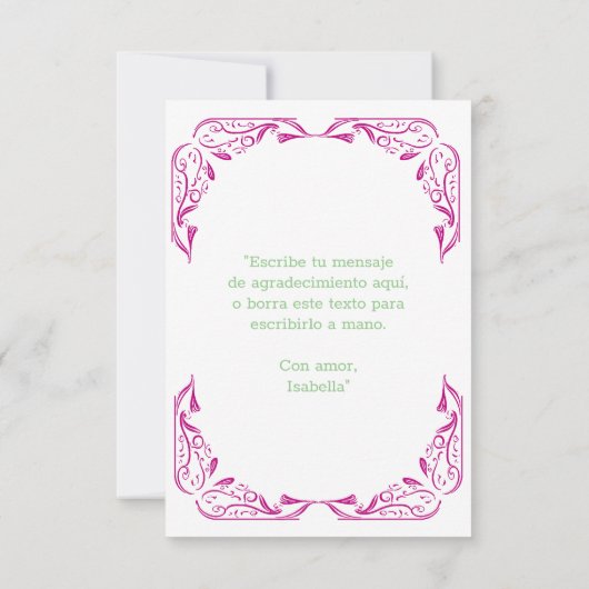 ピンクスペインのローズキンセアニラ | サンキューカード (裏面)