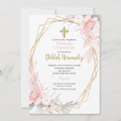 ピンクスペインの赤面フローラ第1聖体 招待状 (正面)