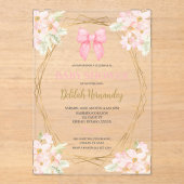 ピンクスペインの赤面フローラ赤ちゃんシャワーアクリル アクリル招待状 (正面)