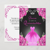 ピンクスペインの&ブラックキンセアニラ – エレガントバラ サンキューカード (正面/裏面)