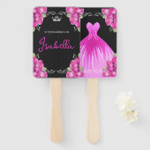 ピンクスペインの&ブラックキンセアニラ – エレガントバラ ハンドファン (正面&裏面)