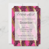 ピンクスポッテッドアニマルプリント 招待状 (正面)