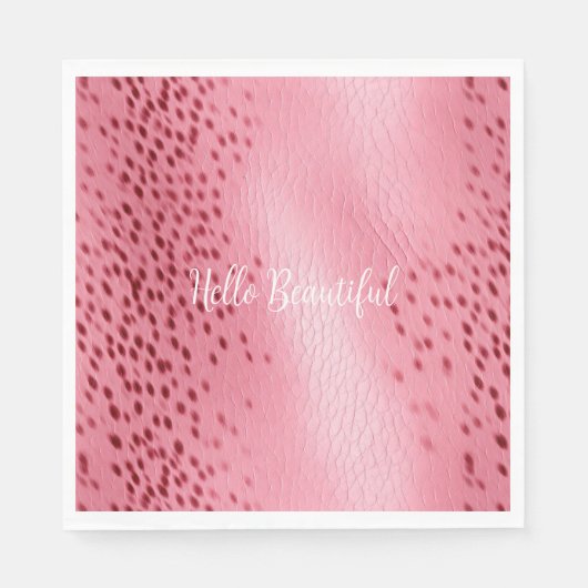 ピンクスポッテッドヒョウアニマルプリント スタンダードランチョンナプキン (正面)