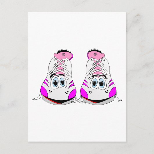 ピンクスポーツシューズ漫画 ポストカード (正面)