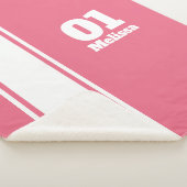 ピンクスポーツストライプモノグラムシャーパブランケット シェルパブランケット (3/4)