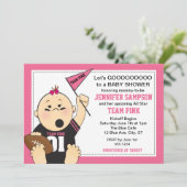 ピンクスポーツテールゲートベビーシャワー招待状 招待状 (スタンド正面)