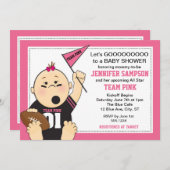 ピンクスポーツテールゲートベビーシャワー招待状 招待状 (正面/裏面)
