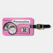 ピンクスポーツバレーボール🏐 ラゲッジタグ (正面横)