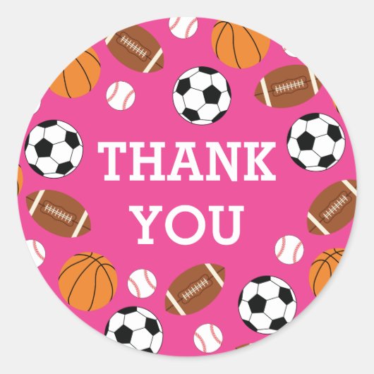 ピンクスポーツベビーシャワーガール ラウンドシール (正面)