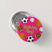 ピンクスポーツ誕生日パーティー 缶バッジ (正面&裏面)