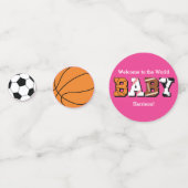 ピンクスポーツ赤ちゃんシャワー コンフェッティ (正面)