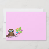 ピンクスマイルサンシャイン及びフクロウベビーシャワー招待状 招待状 (裏面)