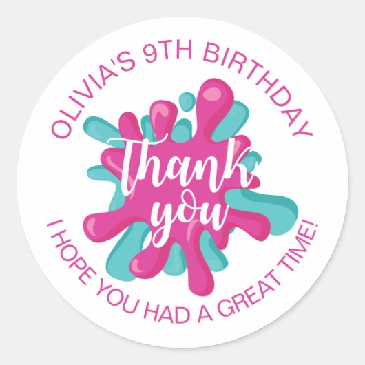 ピンクスライムタイムバースデーパーティーのお気に入り ラウンドシール (正面)