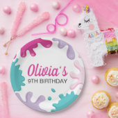 ピンクスライムバースデーパーティー ペーパープレート (パーティー)