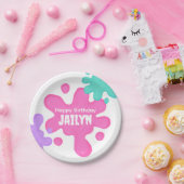 ピンクスライム誕生日紙プレート ペーパープレート (パーティー)