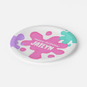 ピンクスライム誕生日紙プレート ペーパープレート (アングル)