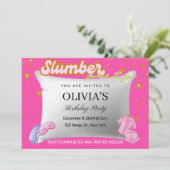 ピンクスランバーパーティー誕生日パーティーの招待 招待状 (スタンド正面)