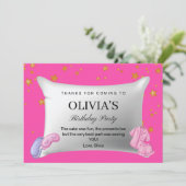 ピンクスランバーパーティー誕生日パーティーサンキューカード サンキューカード (スタンド正面)