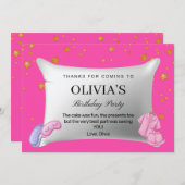 ピンクスランバーパーティー誕生日パーティーサンキューカード サンキューカード (正面/裏面)