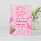 ピンクスランバーパーティー誕生日招待状 招待状 (スタンド正面)