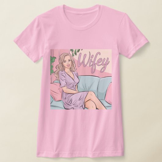 ピンクスリムフィットWifey Tシャツ (レイダウン)