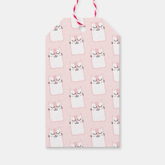 ピンクスリーピングキティキャット誕生日 ギフトタグ (裏面)