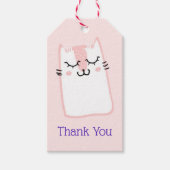 ピンクスリーピングキティ猫ありがとう ギフトタグ (正面)