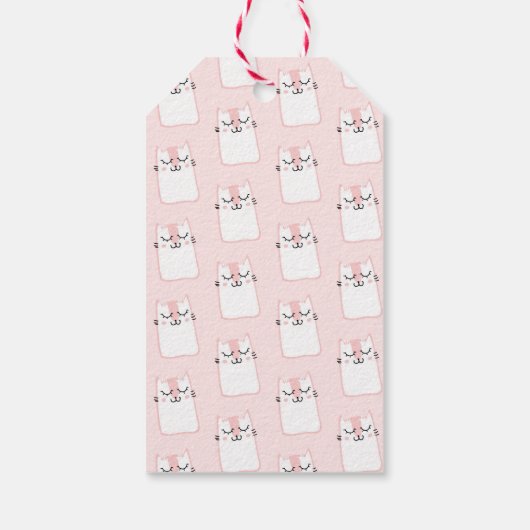 ピンクスリーピングキティ猫ありがとう ギフトタグ (裏面)