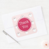 ピンクスリーピングキティ猫ありがとう スクエアシール (封筒)